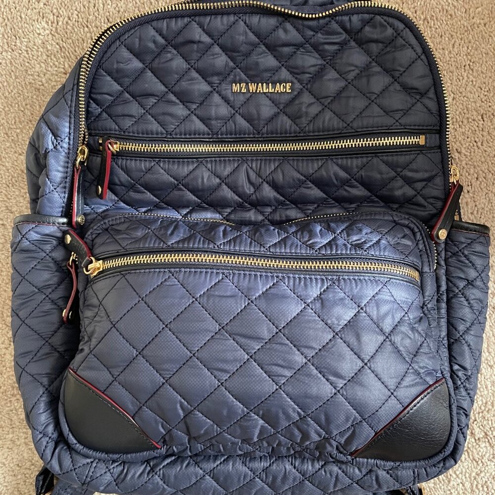 MZ Wallace Crosby Quilted Backback Navy